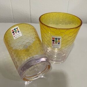 NovoGratz ombré yellow gold honeycomb vintage outdoor plastic tumbler cups 16oz